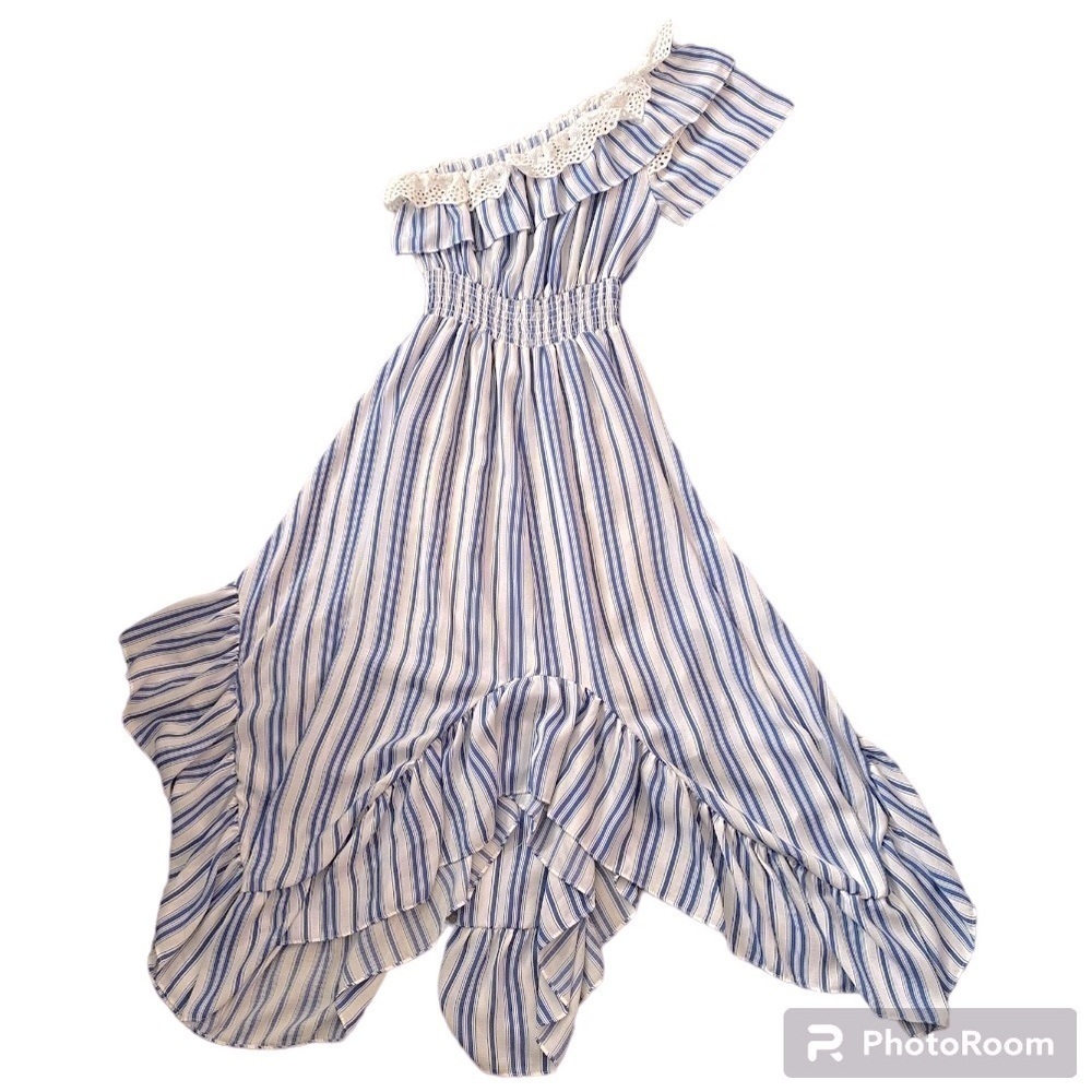 MISA LOS ANGELES ONE SHOULDER STRIPED NAUTICAL SUMMER DRESS SIZE SMALL - Picture 2 of 8